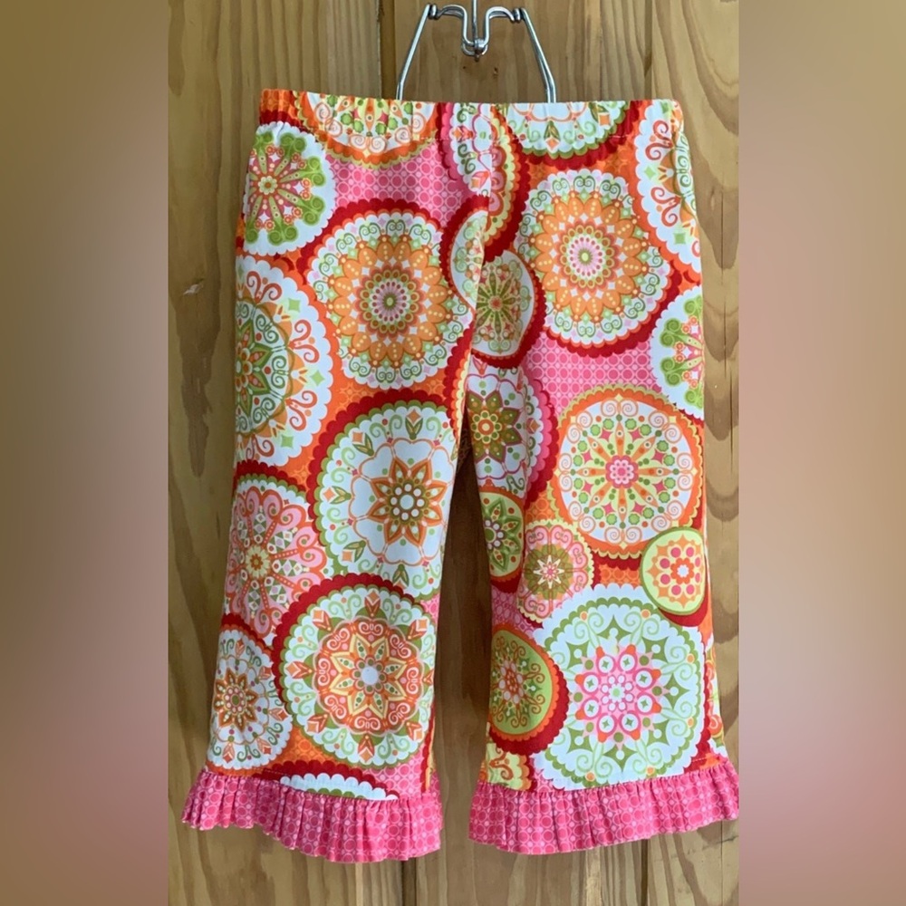 Red Beans Girls 2T Colorful Ruffle Bottom Pants